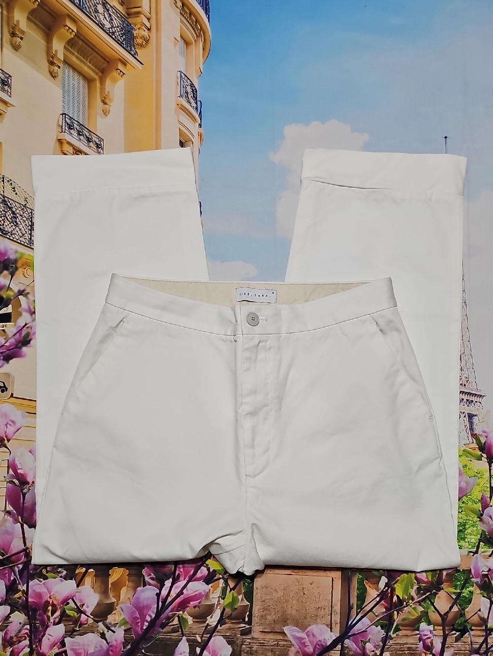 Sibel Saral White Cropped High Waisted Pants Size Medium